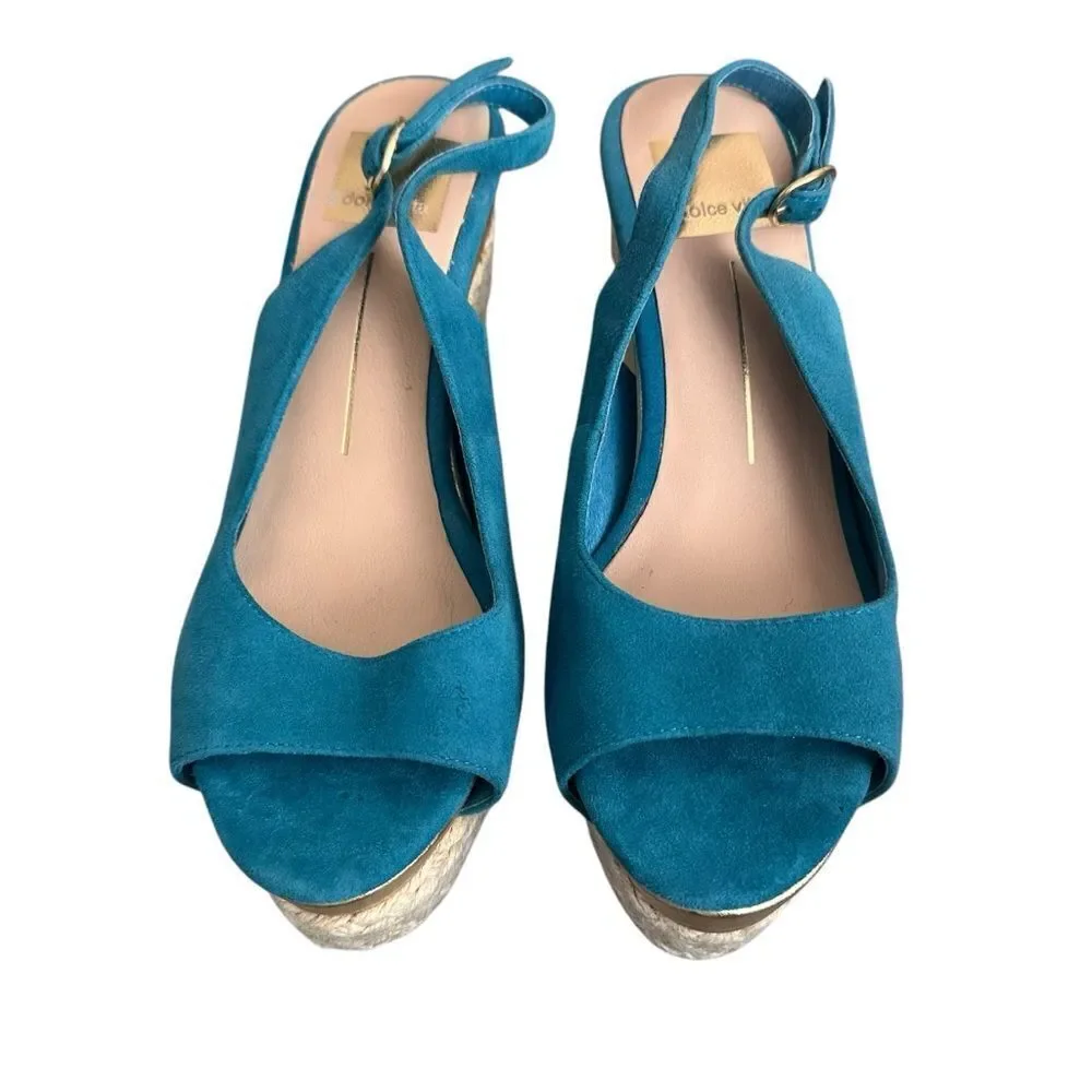 Dolce Vita Teal Suede Wedge Sandals Size 6